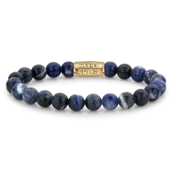 Rebel & Rose Armband Midnight Blue Gold 8mm RR-80094-G