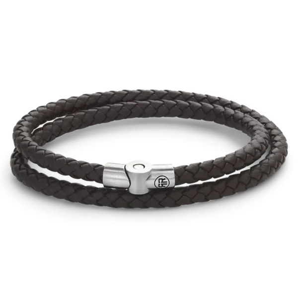 Rebel & Rose Armband Leather Brown Double Round RR-M0039-S