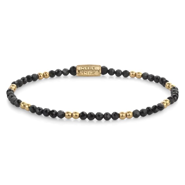Rebel & Rose Armband Black & Gold Glam RR-30004-G