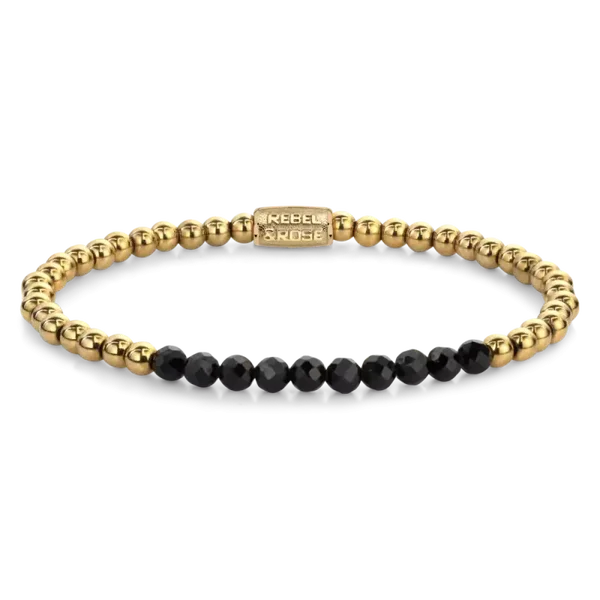 Rebel & Rose Armband Black Glam meets Gold RR-10452-G