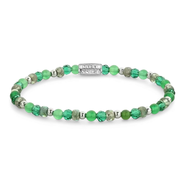 Rebel & Rose Armband Green Morning Glam Rocks Silver 4mm RR-40180-S