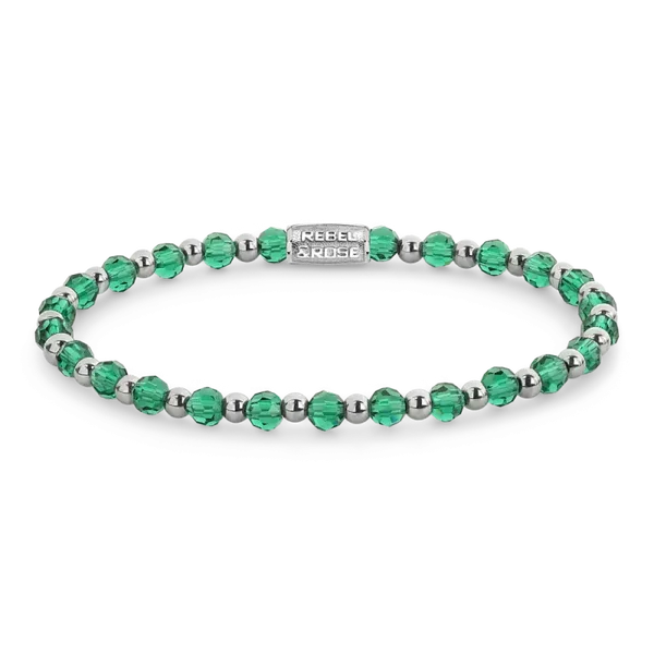 Rebel & Rose Armband Mix Green Morning Glam Rocks Silver 4mm RR-40181-S