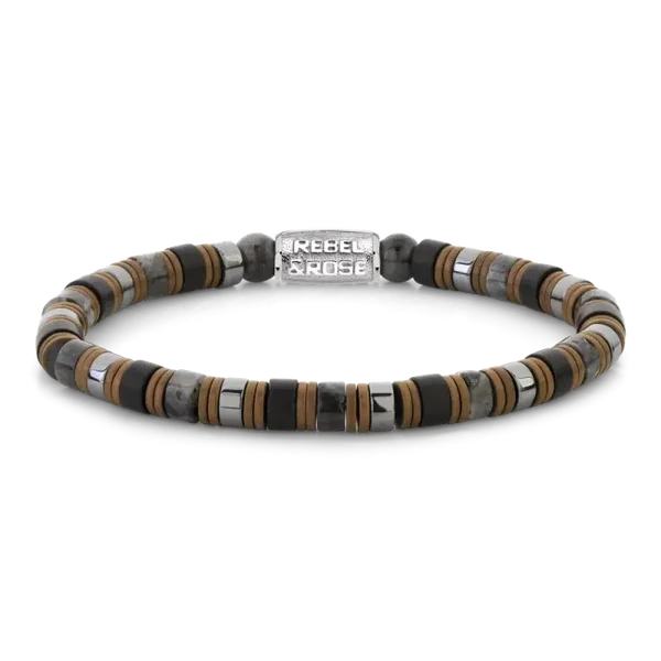 Rebel & Rose Armband Slices Mixed Grey 6mm RR-60150-S