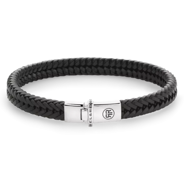 Rebel & Rose Armband Leder Small braided Apollo Black RR-L0172-S
