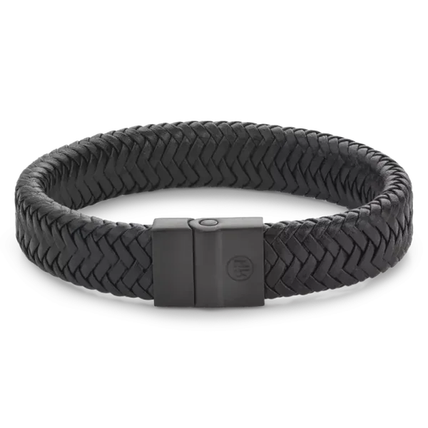 Rebel & Rose Armband Leather Full Black RR-M0033-B