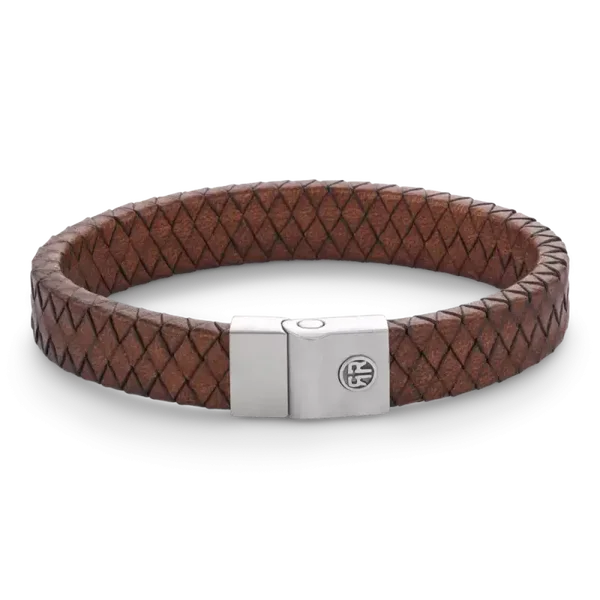 Rebel & Rose Armband Full Metal Premium 12mm Vintage Brown RR-M0043-S