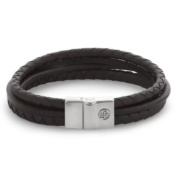 Rebel & Rose Armband Leather Combo Brown RR-M0055-S