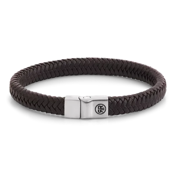 Rebel & Rose Armband Leather Herringbone Brown Matt RR-M0063-S