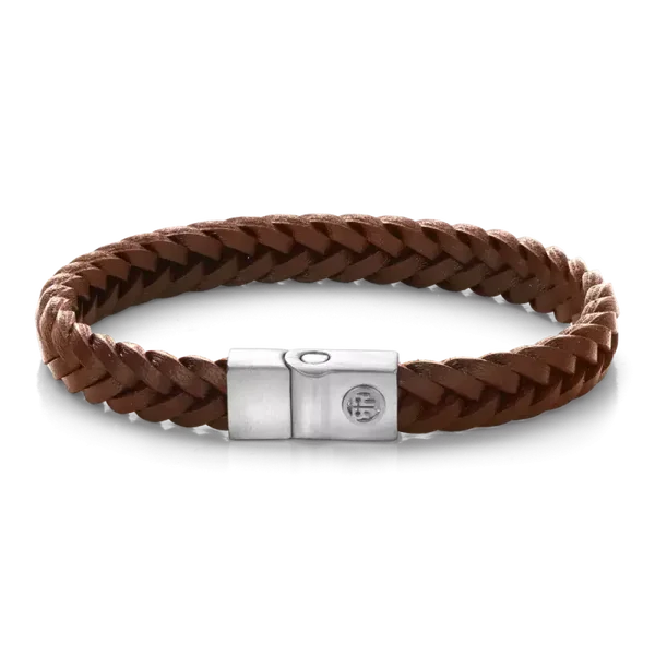 Rebel & Rose Armband Cognac Braided Leather RR-M0069-S