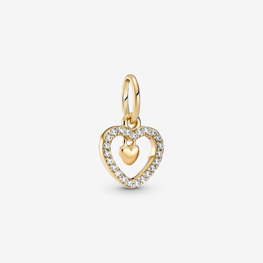 Pandora Charm Gold Sparkeling Dubble Heart 759142C01