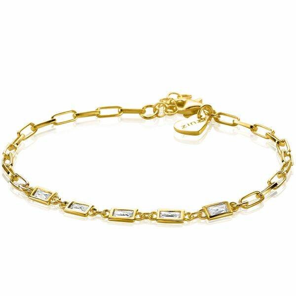 ZINZI Armband Zilver 14K Geelverguld Paperclip Zirconia ZIA1993G