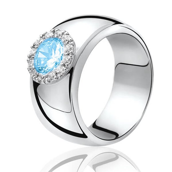ZINZI Ring Zilver Blauw ZIR665B