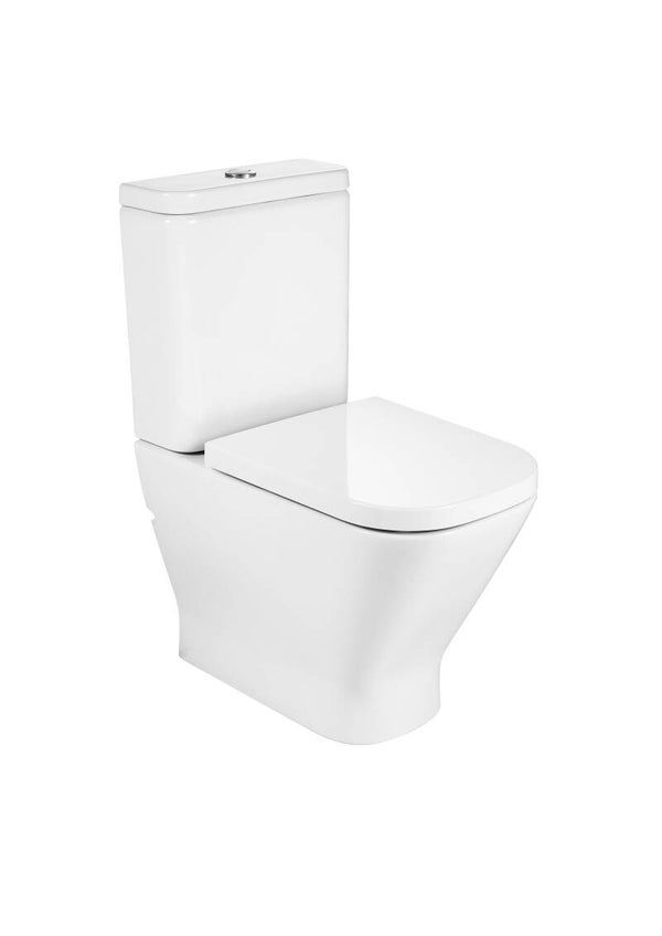 Inodoro completo Roca Square Rimless compacto adosado a pared – Blanco