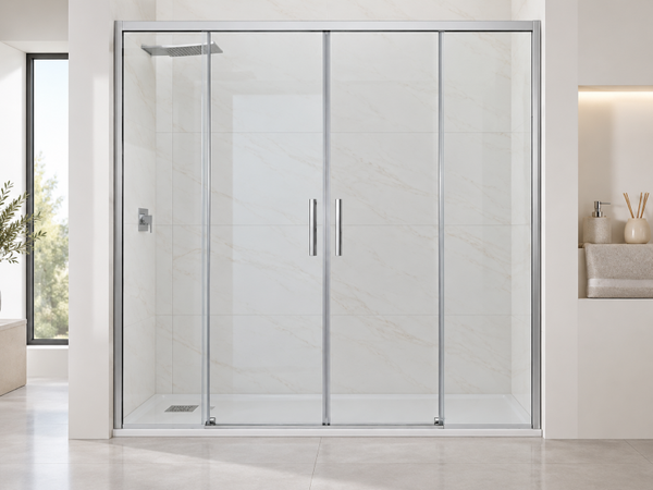 Mampara de ducha Venus 4P corredera – Vidrio transparente 6 mm – Cromo