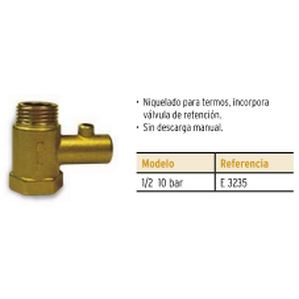 Grupo de seguridad M-M 1/2" - 10 bar