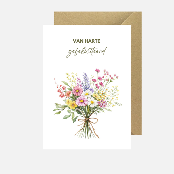 Gefeliciteerd roze boeket