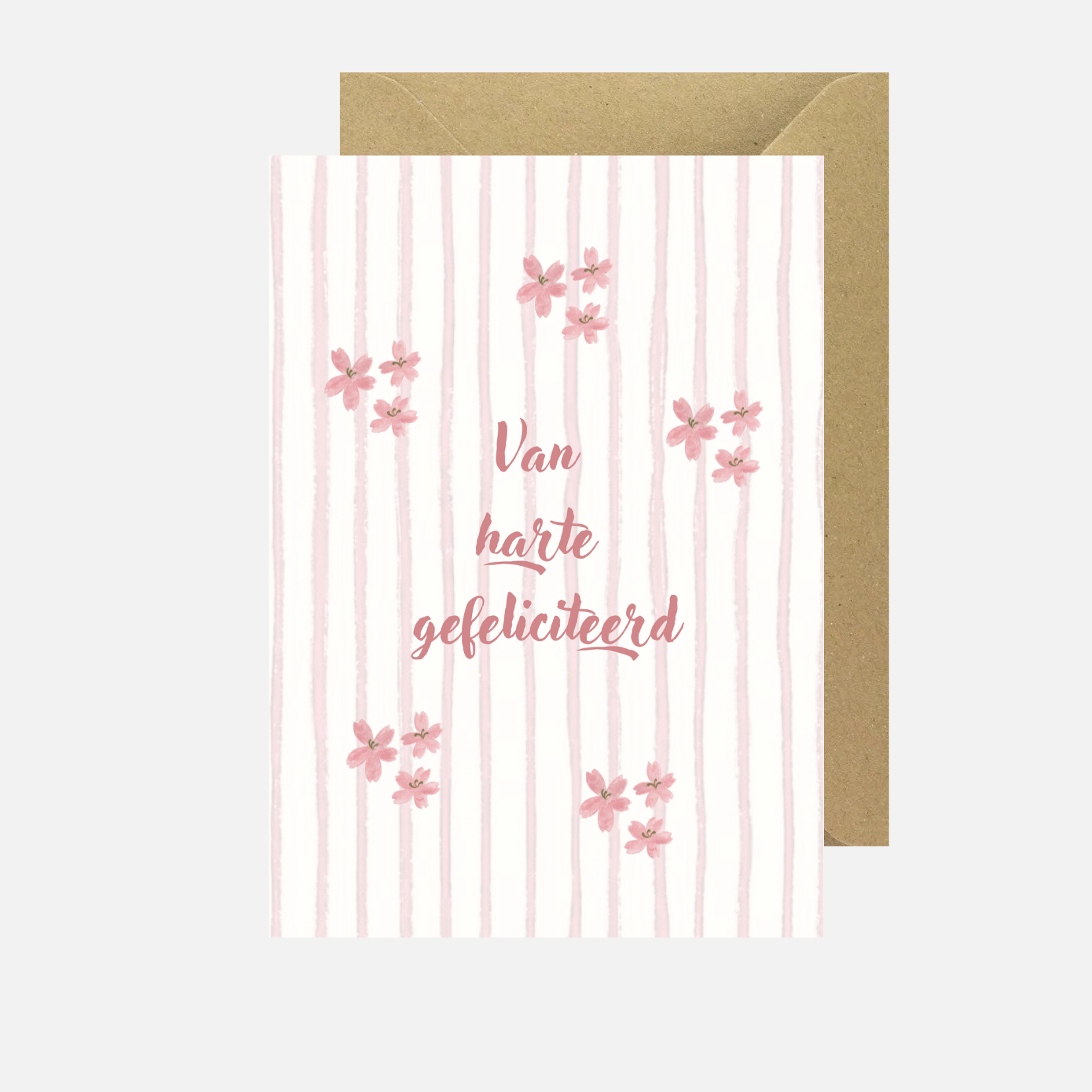 Gefeliciteerd streep bloemetjes