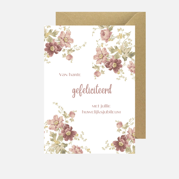 Jubileum 'rood/roze bloemen'