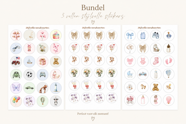 Stickervel geboorte + kind + blanco