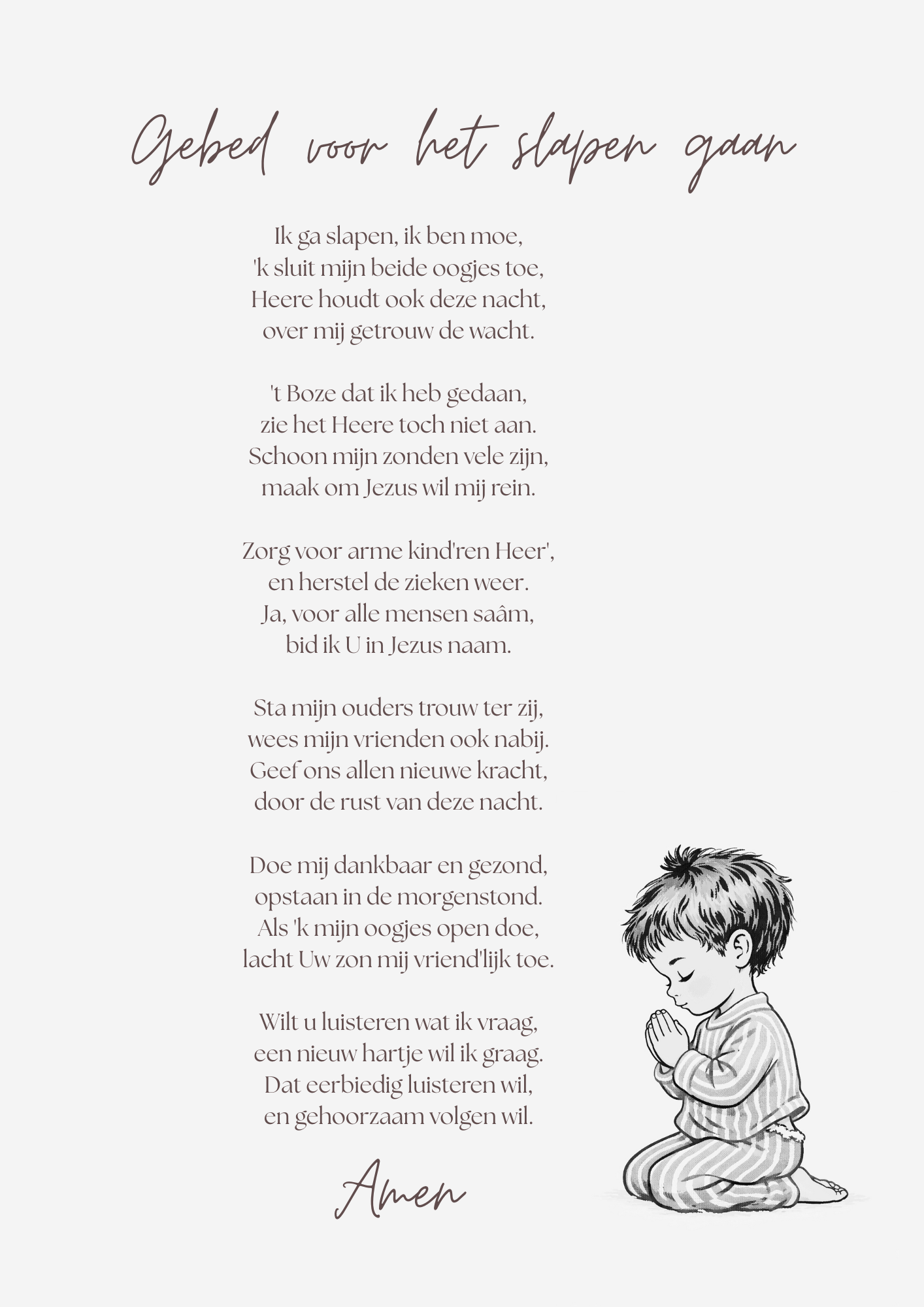 Poster A4 avondgebed jongen