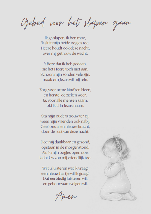 Poster A4 avondgebed meisje