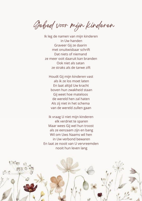Poster A4 gebed voor mijn kinderen beige