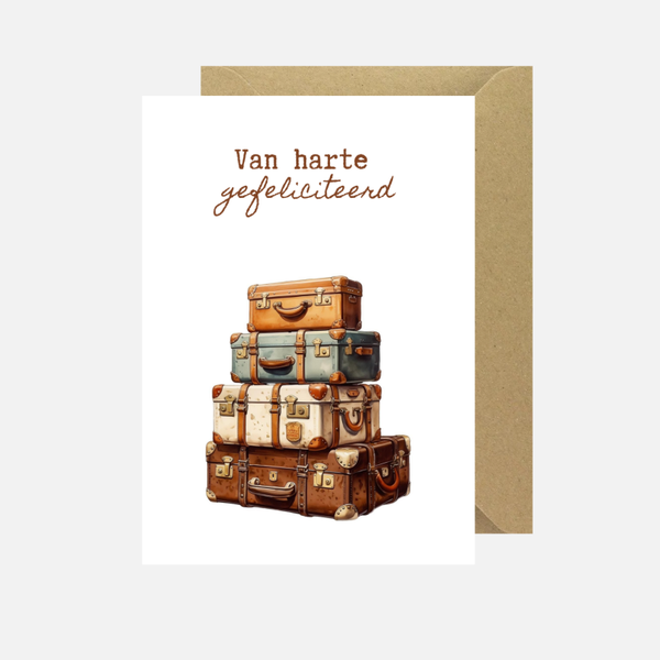 Kaart gefeliciteerd koffers