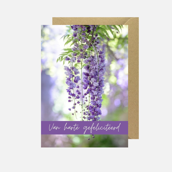 Kaart gefeliciteerd lavendel