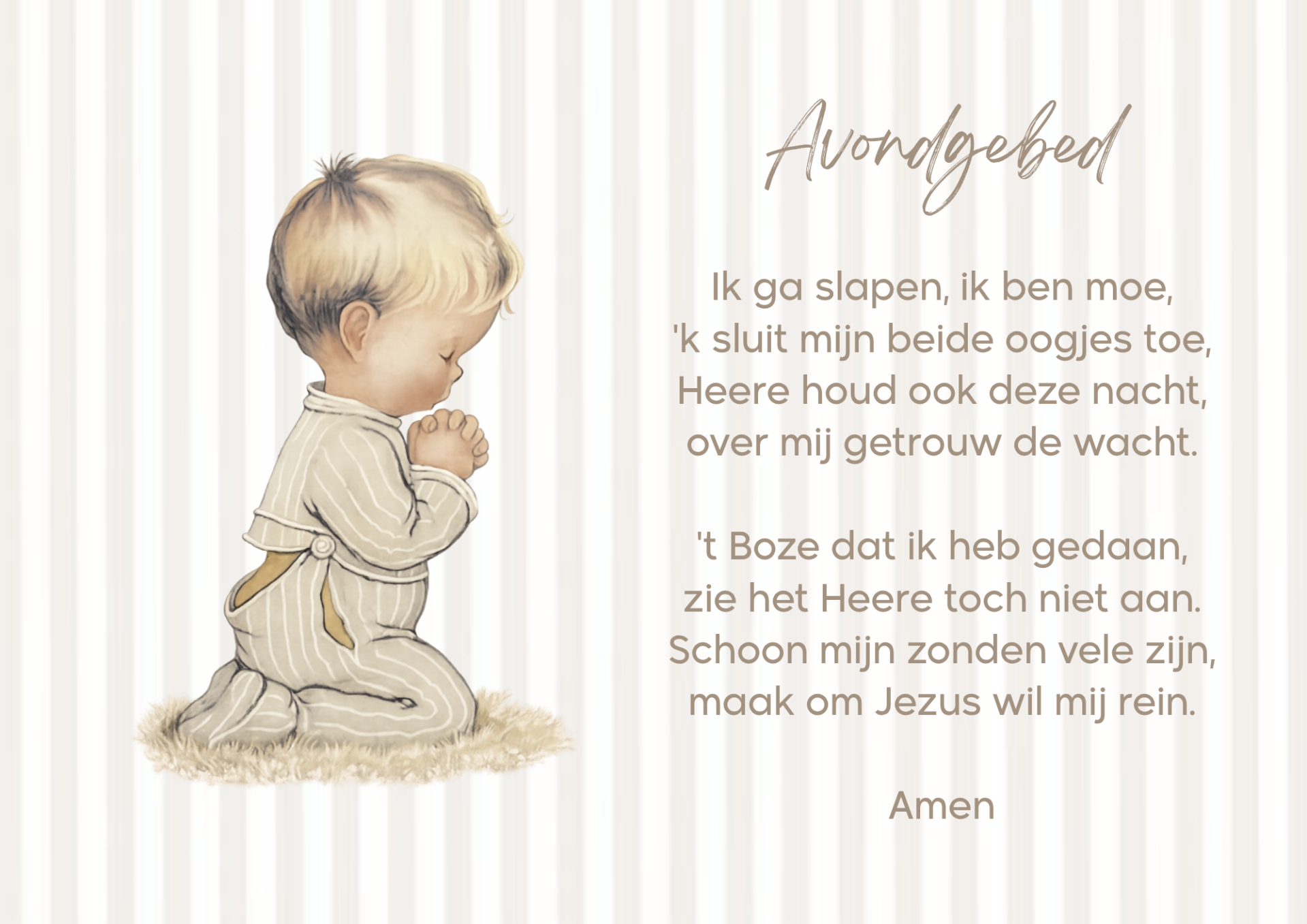 Poster A4 avondgebed jongen streep