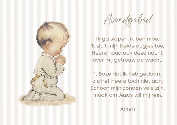 Poster A4 avondgebed jongen streep