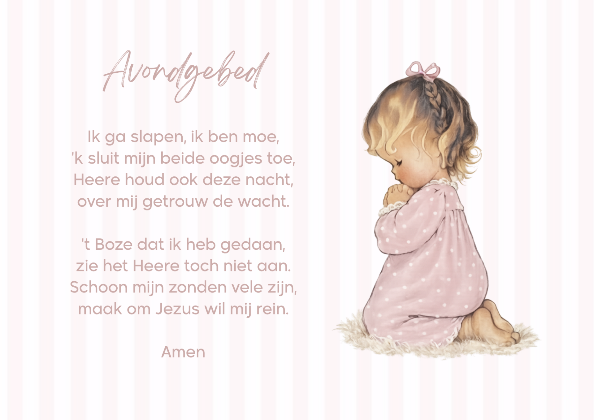 Poster A4 avondgebed meisje streep