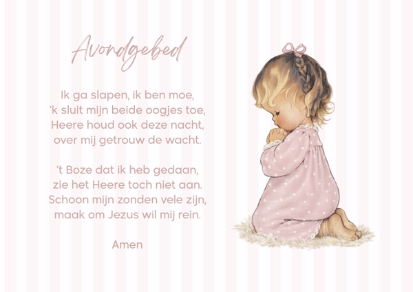 Poster A4 avondgebed meisje streep
