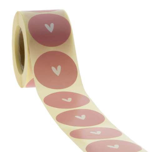 Sluitsticker 'hartje roze', per 4.