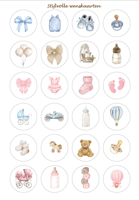Stickervel 24 stuks geboorte