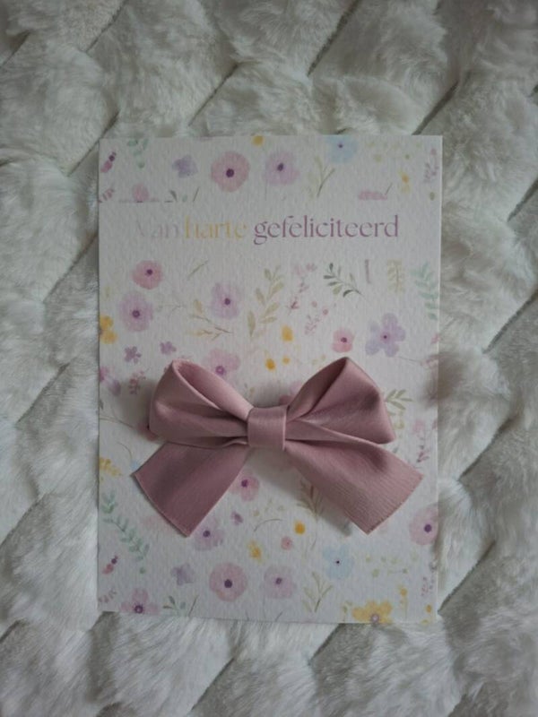 Cadeaukaart oudroze strik