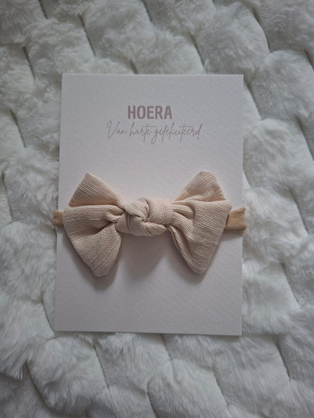 Cadeaukaart haarband beige strik