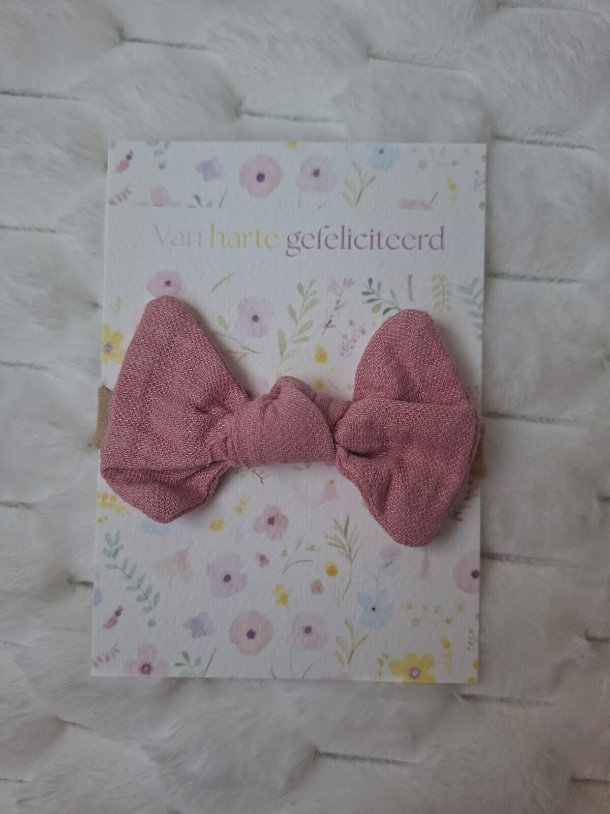 Cadeaukaart haarband luxe roze strik
