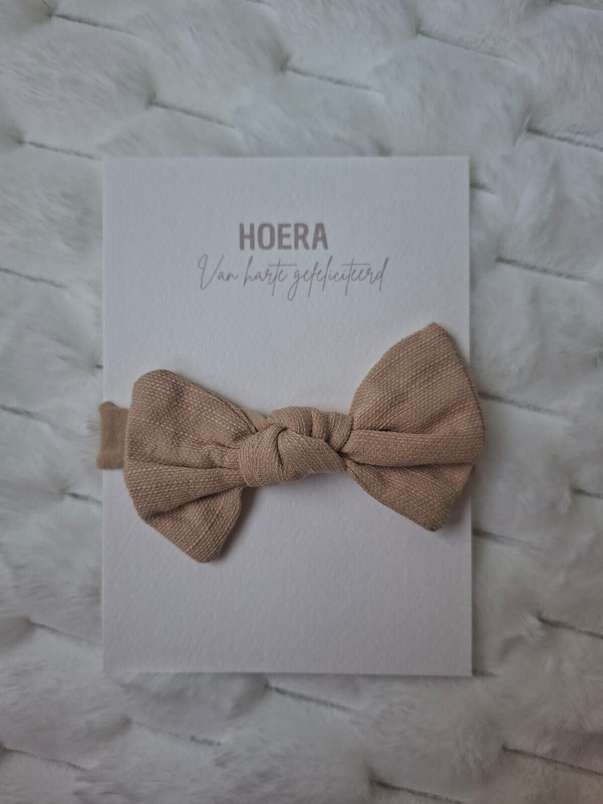 Cadeaukaart haarband bruine strik