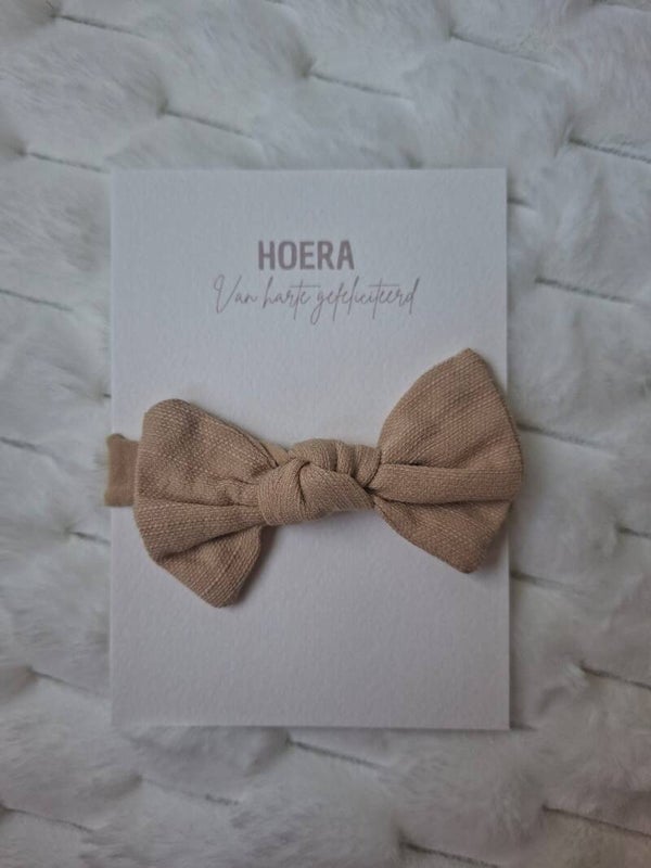 Cadeaukaart haarband bruine strik