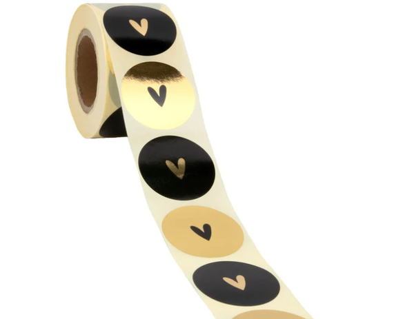Sluitsticker 'hart goud/zwart', per 4.