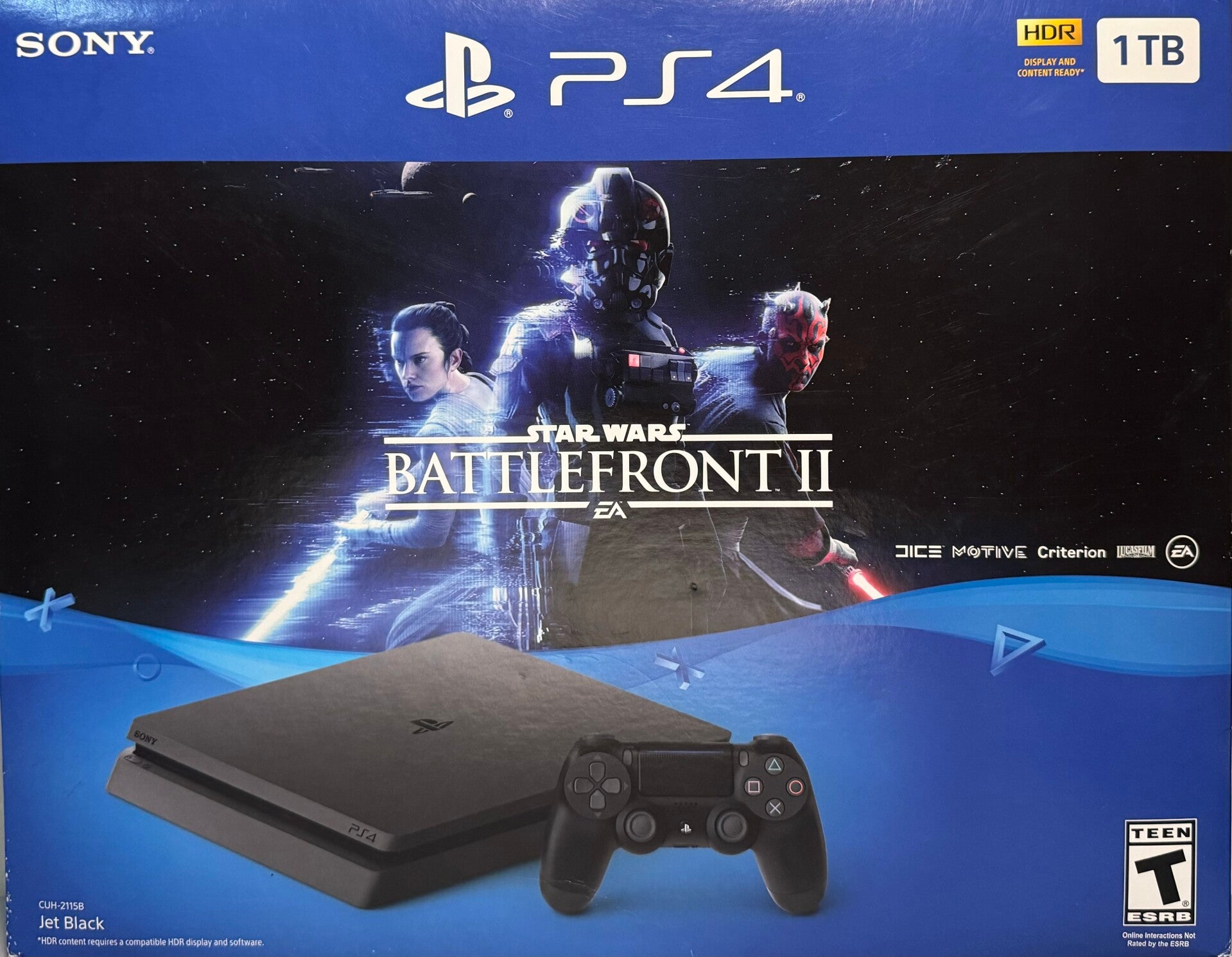 PS4 Slim 1TB Star Wars Battlefront 2 Console w/ Box, 1 OEM Controller & All Cables