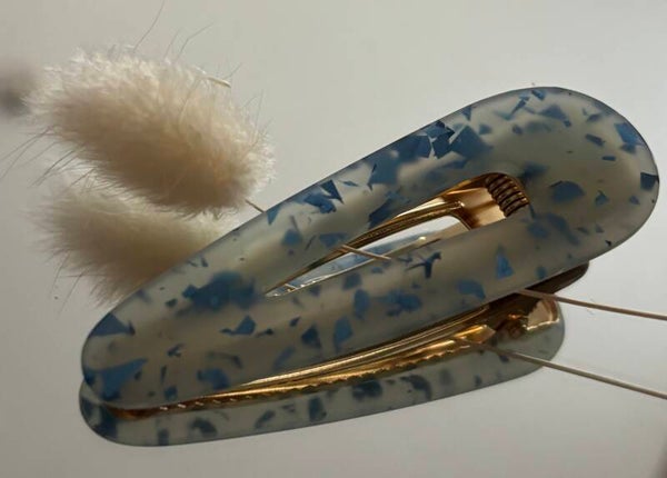 Mini duckklem gespikkeld blauw
