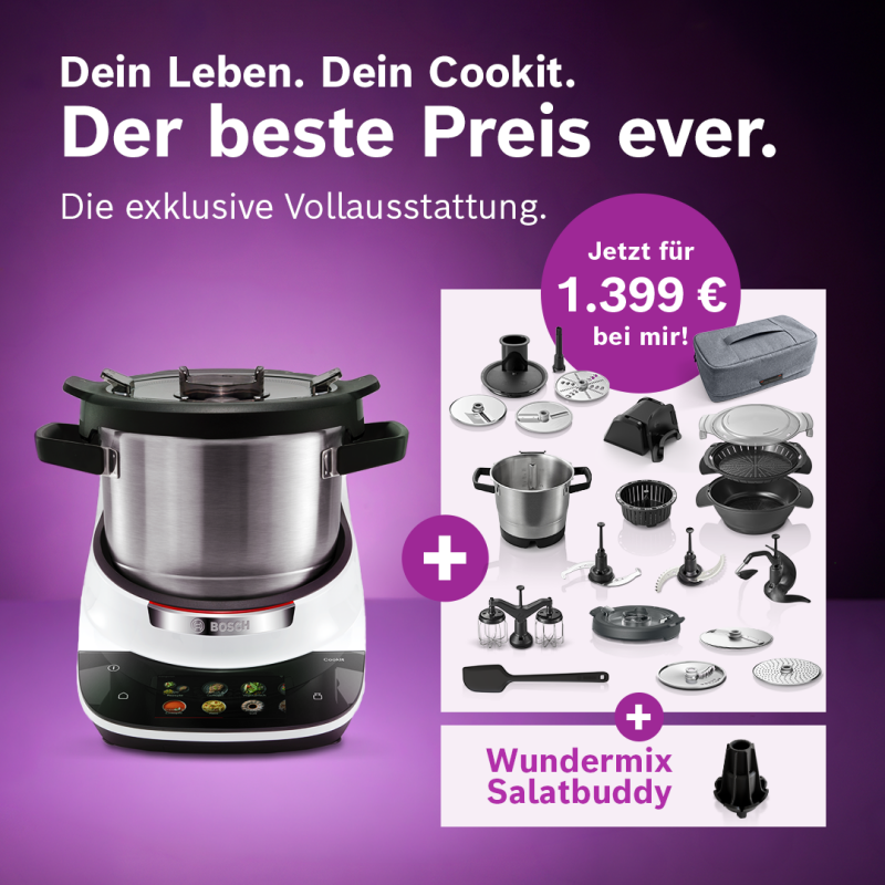 Bosch Cookit Deluxe Set für 1.399 Euro mit umfangreichem Zubehör 