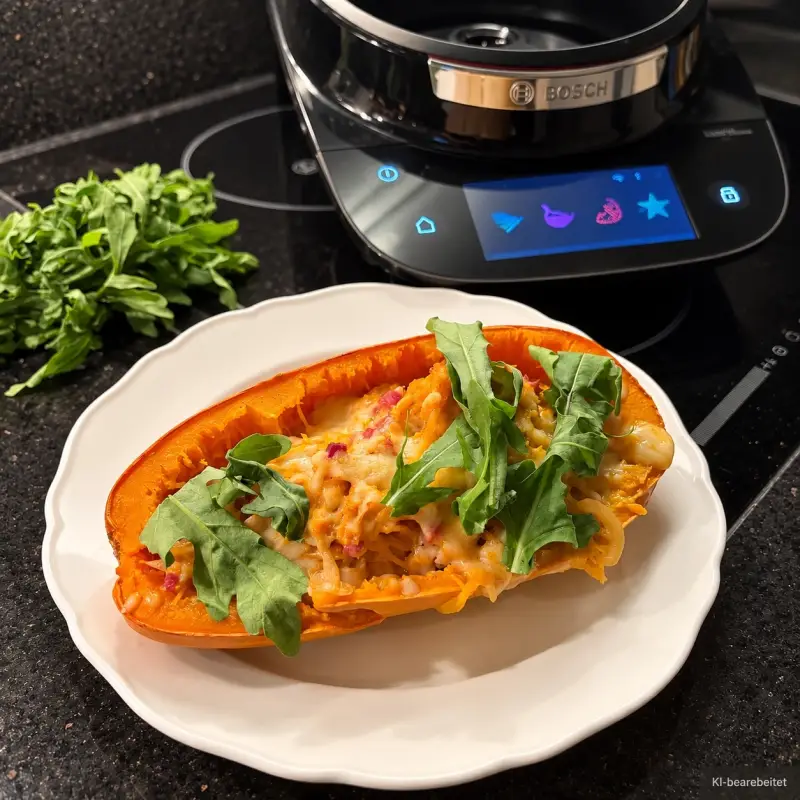 Gefüllter Spaghettikürbis im Cookit mit Speck & Käse