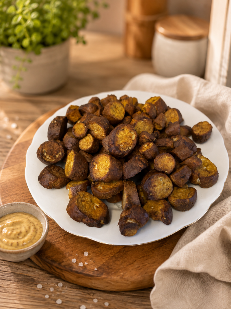 Goldbraun gebackene Honey Mustard Pretzel Bites als herzhafter Snack aus dem Bosch Cookit.