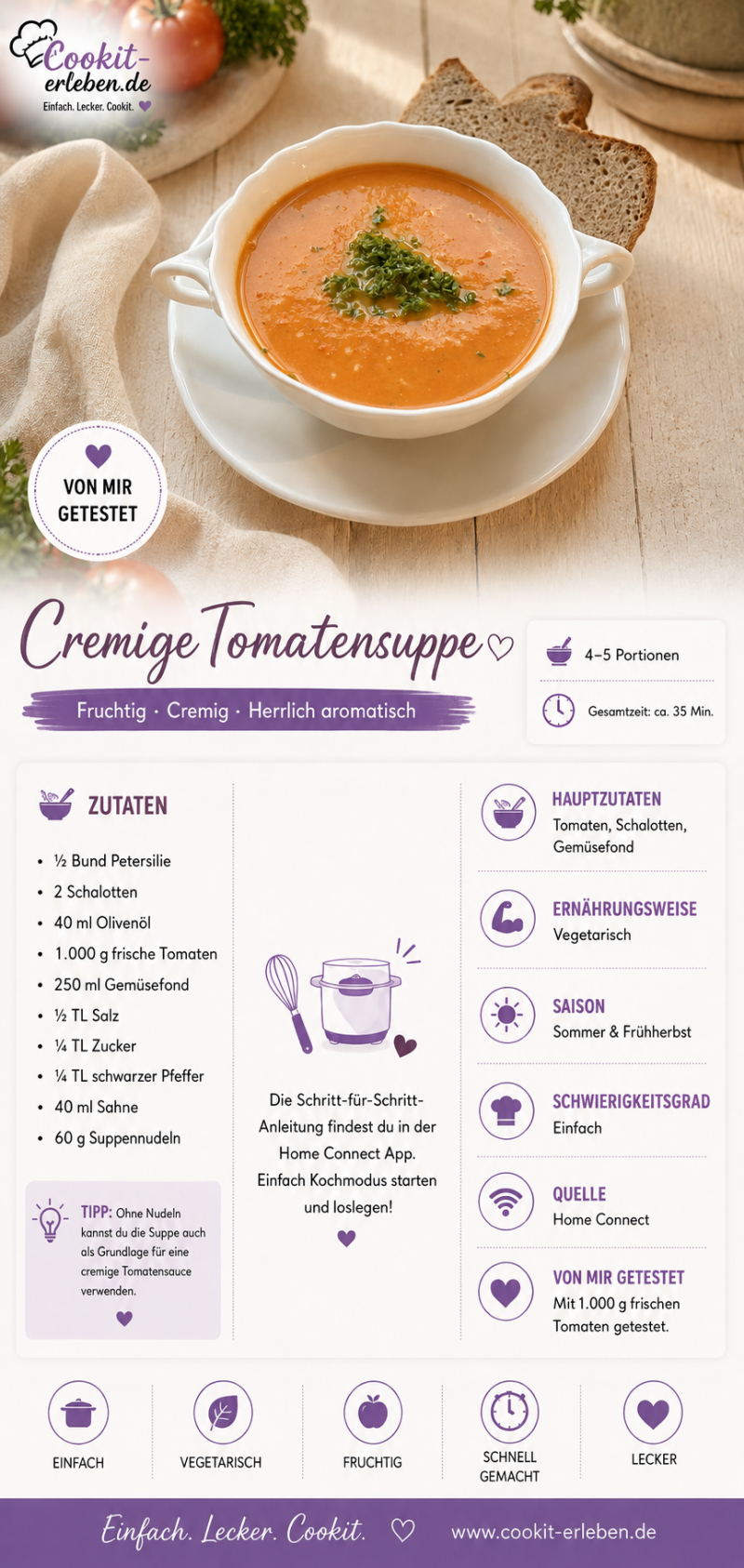Rezeptkarte Cremige Tomatensuppe