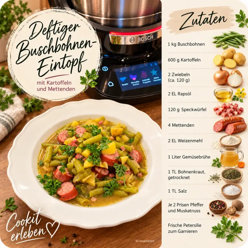 Rezeptkarte Deftiger Buschbohnen-Eintopf