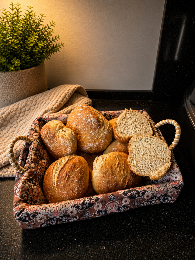 Frisch gebackene Schweizer Bürli – knusprige rustikale Frühstücksbrötchen aus dem Ofen.