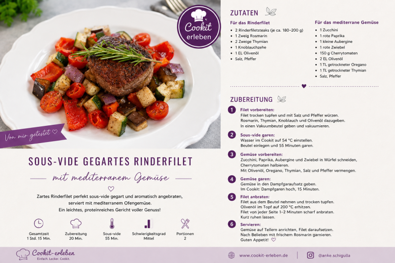 Rezeptübersicht Sous-vide-Rinderfilet mit mediterranem Gemüse