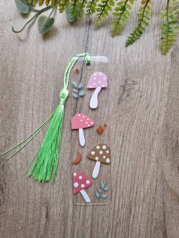 Marque-page acrylique champignons,